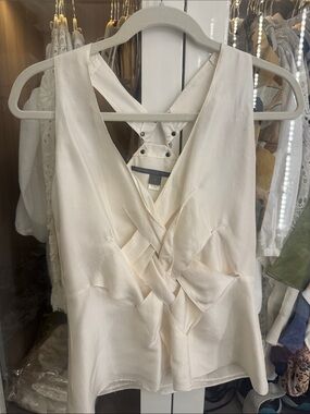 Proenza Schouler Cream Silk Wrap Top